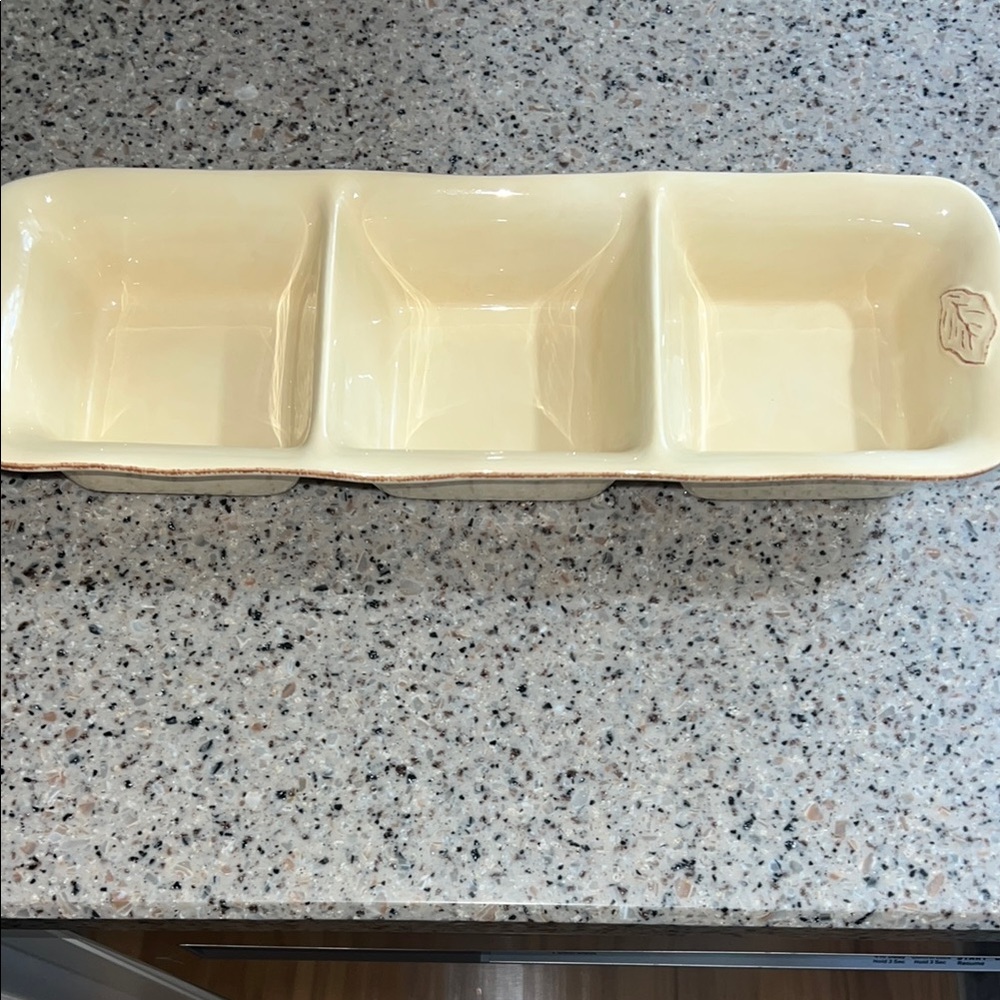 Tastefully Simple Ceramic Divided Serving Dish